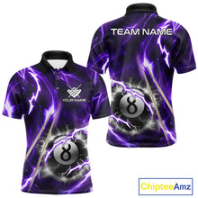 Load image into Gallery viewer, Purple 8 Ball Thunder Lightning Billiard Shirt For Men Custom Pool Team Jersey Polo &amp; Quarter Zip TDM6171