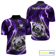 Load image into Gallery viewer, Purple 8 Ball Thunder Lightning Billiard Shirt For Men Custom Pool Team Jersey Polo &amp; Quarter Zip TDM6171