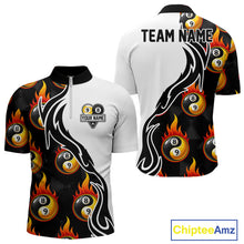 Load image into Gallery viewer, Custom Flame 8 Ball 9 Ball Billiard Shirt For Men, Billiard Pool Team Jersey Polo &amp; 1/4 Zip Shirt TDM6175