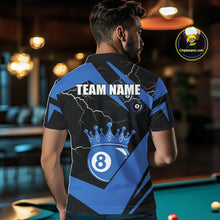 Load image into Gallery viewer, Black And Blue 8 Ball Crown Lightning Men's Billiard Shirt Custom Pool Team Jersey Polo &amp; 1/4 Zip TDM5311