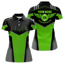 Load image into Gallery viewer, Personalized Billiard 8 Ball Wings Short Sleeve Women'S Shirts, Billiard Jerseys Tournament |Green TDM3489