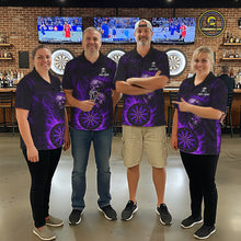 Load image into Gallery viewer, Personalized Purple Flaming Skull Darts Polo &amp; 1/4 Zip For Men Custom Fire Darts Team Jersey TDM5807