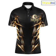 Load image into Gallery viewer, Black And Gold Lightning 8 Ball Pool Billiard Shirts For Men Custom Billiard Team League Jerseys NYN2920