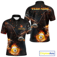 Load image into Gallery viewer, Personalized Fire 9 Ball Eagle Billiard Shirt For Men Custom Pool Team Jersey Polo &amp; 1/4 Zip TDM6408
