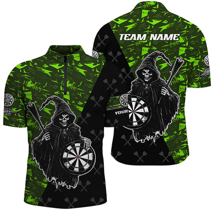 Personalized Green Abstract Grim Reaper Men Darts Shirts, Funny Halloween  Darts Jerseys TDM2607