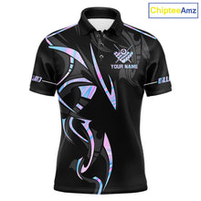 Load image into Gallery viewer, Custom Holographic 8 Ball Crown Billiard Shirts For Men, Pool Team Jersey Polo &amp; 1/4 Zip |Black TDM6191