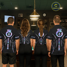 Load image into Gallery viewer, Custom Holographic 8 Ball Crown Billiard Shirts For Men, Pool Team Jersey Polo &amp; 1/4 Zip |Black TDM6191