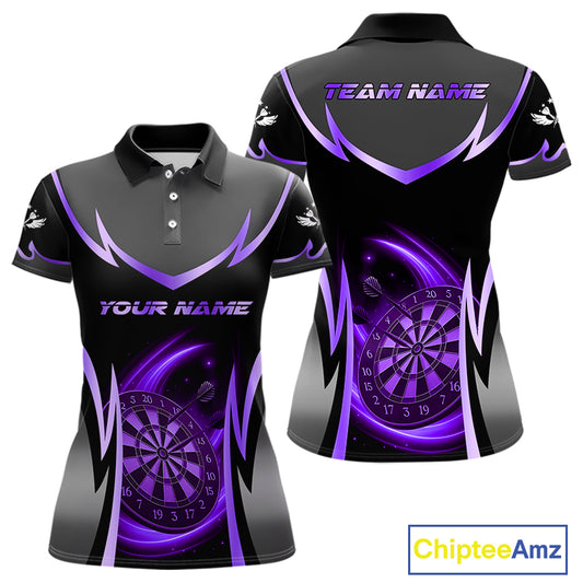 Purple Dartboard Lightning Darts Polo & 1/4 Zip Custom Darts Shirt For Women, Darts Team Jersey TDM5335