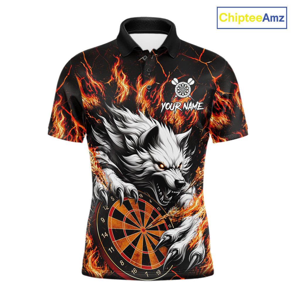 Custom Orange Dartboard Wolf Darts Shirt For Men, Fire Darts Team Jersey Polo & Quarter Zip TDM6433