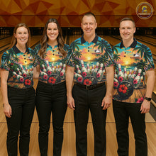 Load image into Gallery viewer, Personalized Hibiscus Summer Bowling Jersey, Ocean Scene Bowling Shirts Polo &amp; Quarter Zip For Women TDM6635