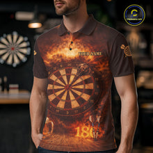 Load image into Gallery viewer, Personalized Fire Flaming Dartboard Beer Darts Polo &amp; 1/4 Zip For Men Custom Darts Team Jersey TDM5827