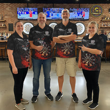 Load image into Gallery viewer, Black And Red Flaming Wolf Darts Polo &amp; Quarter Zip For Women Custom Darts Team Jersey TDM5830