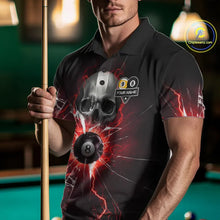 Load image into Gallery viewer, Red 8 Ball &amp; 9 Ball Skull Billiard Shirt For Men Custom Glass Break Pool Team Jersey Polo, 1/4 Zip TDM5973