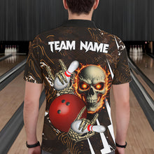 Load image into Gallery viewer, Personalized Skull Bowling Jersey For Men Custom Bowling Team Shirt Polo &amp; Quarter Zip | Orange TDM6205