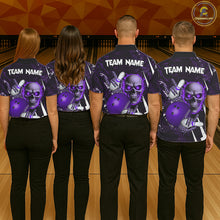 Load image into Gallery viewer, Personalized Skull Bowling Jersey For Men Custom Bowling Team Shirt Polo &amp; Quarter Zip | Purple TDM6207