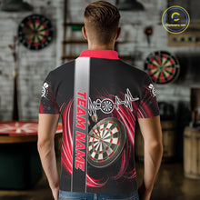 Load image into Gallery viewer, Personalized Red Swirl Heartbeat Darts Shirt For Men Custom Darts Jersey Team Polo &amp; 1/4 Zip TDM6213