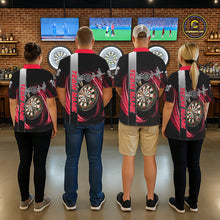 Load image into Gallery viewer, Personalized Red Swirl Heartbeat Darts Shirt For Men Custom Darts Jersey Team Polo &amp; 1/4 Zip TDM6213