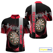 Load image into Gallery viewer, Personalized Red Swirl Heartbeat Darts Shirt For Men Custom Darts Jersey Team Polo &amp; 1/4 Zip TDM6213