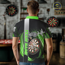Load image into Gallery viewer, Personalized Green Swirl Heartbeat Darts Shirt For Men Custom Darts Jersey Team Polo &amp; 1/4 Zip TDM6214