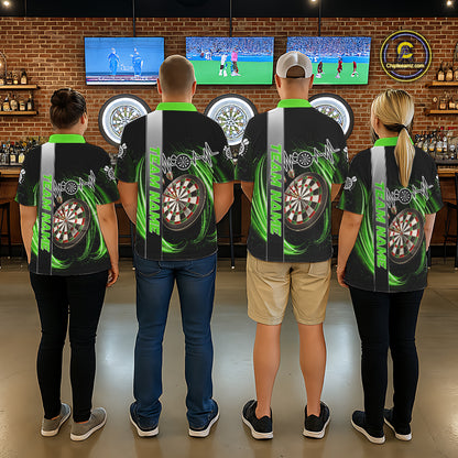 Personalized Green Swirl Heartbeat Darts Shirt For Men Custom Darts Jersey Team Polo & 1/4 Zip TDM6214