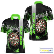 Load image into Gallery viewer, Personalized Green Swirl Heartbeat Darts Shirt For Men Custom Darts Jersey Team Polo &amp; 1/4 Zip TDM6214
