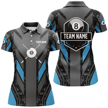 Load image into Gallery viewer, Blue Billiard 8 Ball Pool Polo &amp; Quarter-Zip Shirts For Women Custom Billiard Team Jerseys Attire TDM1719