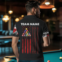 Load image into Gallery viewer, Personalized Canada Flag Smoke 8 Ball Pool Billiard Shirt For Men, Patriotic Billiard Team Jersey TDM3660