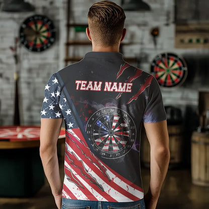 American Flag Smoke Dart Shirts For Men Custom Darts Jersey Pocket Option TDM3518