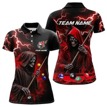 Load image into Gallery viewer, Red Grim Reaper Billiard Shirts For Women Custom Thunder Lightning Team League Billiard Jerseys TDM3661