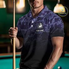 Load image into Gallery viewer, Black And Purple Camo US Flag 8 Ball Billiard Shirt For Men Custom Pool Team Jersey Polo &amp; 1/4 Zip TDM5995