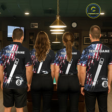Load image into Gallery viewer, US Flag Smoke 8 Ball Billiard Shirt For Men Custom Patriotic Pool Team Jersey Polo &amp; 1/4 Zip TDM6010