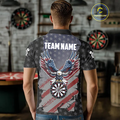 Personalized American Flag Eagle Darts Shirt For Men Custom Patriotic Darts Team Jersey Team  TDM5149