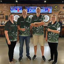 Load image into Gallery viewer, Green Geometric Darts Shirt With Pocket Option Custom Men's Darts Jersey TDM5361