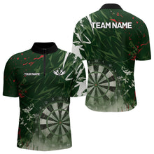 Load image into Gallery viewer, Green Geometric Darts Shirt With Pocket Option Custom Men's Darts Jersey TDM5361