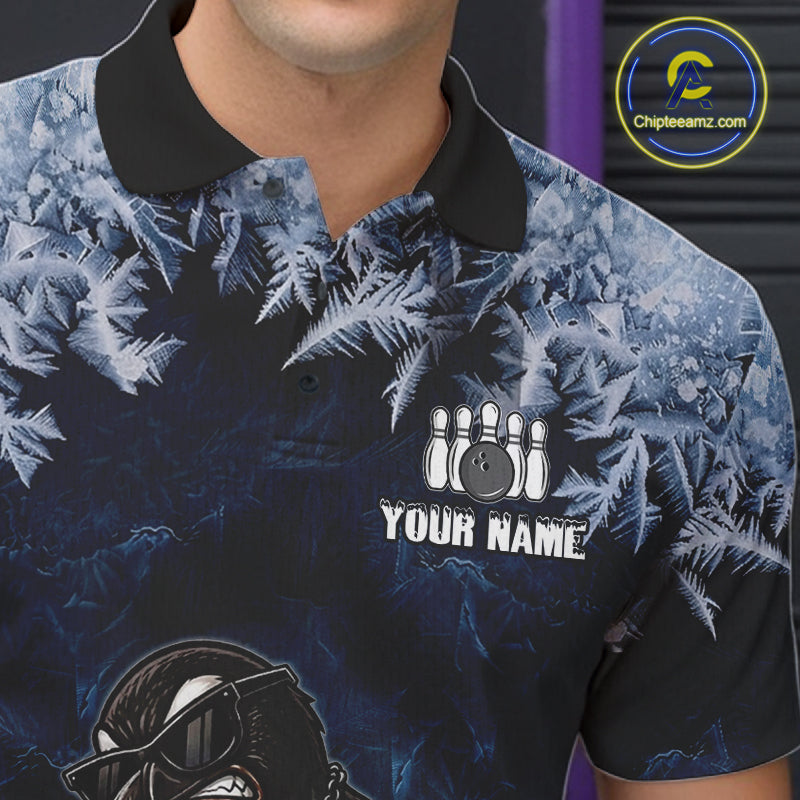 Funny Great Auk Icy Bowling Ball Shirts For Men Custom Snowflake Bowling Jersey, Gift For Bowlers NYN3172