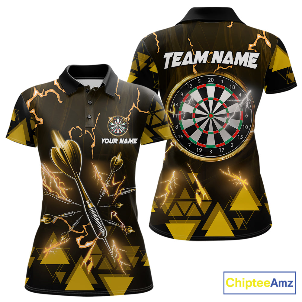 Yellow Darts Arrow Thunder Lightning Dart Shirts For Women Custom Dart Team Jerseys Polo & 1/4 Zip TDM5866