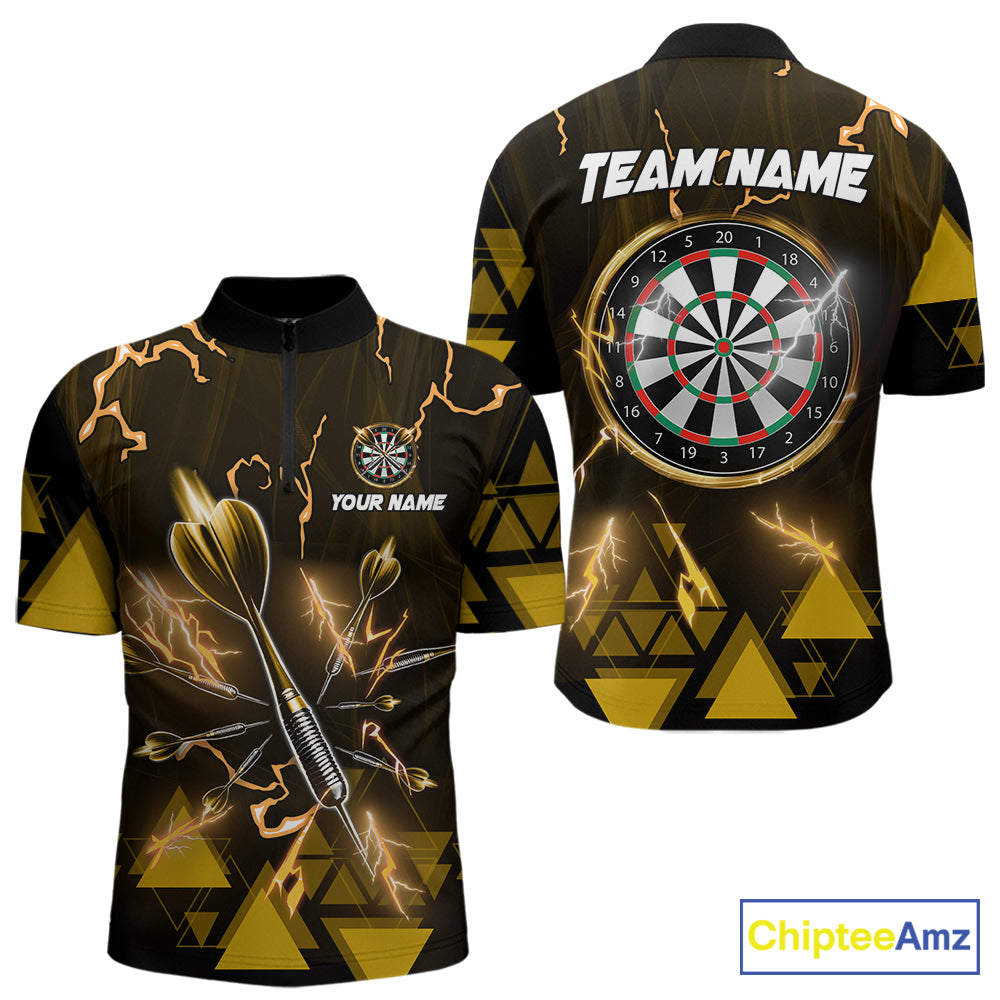 Yellow Darts Arrow Thunder Lightning Dart Shirts For Men Custom Dart Team Jerseys Polo & 1/4 Zip TDM5866