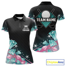 Load image into Gallery viewer, Funny Pink And Turquoise Diamonds Women Golf Polo Shirts Custom Team Golf Shirt, Golfing Gifts TDM6471