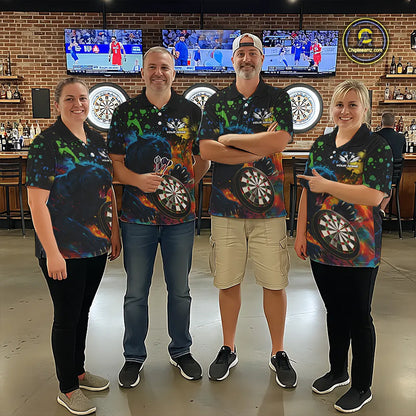 Personalized Colorful Splash Panther Darts Shirt For Women Custom Darts Jersey Team Polo & 1/4 Zip TDM5382