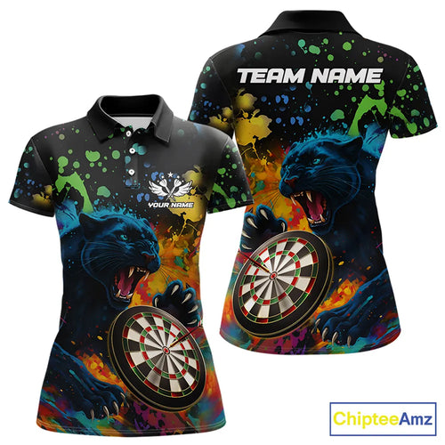 Personalized Colorful Splash Panther Darts Shirt For Women Custom Darts Jersey Team Polo & 1/4 Zip TDM5382