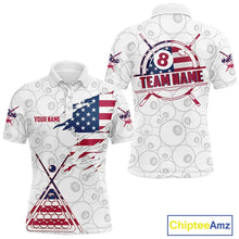 Load image into Gallery viewer, American Flag 8 Ball Billiard Jersey For Men Custom Patriotic Billiard Shirt Team Polo &amp; 1/4 Zip TDM5383