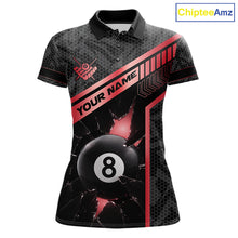 Load image into Gallery viewer, Black And Red 8 Ball Break Glass Billiard Shirt For Women Custom Pool Team Jersey Polo &amp; 1/4 Zip TDM6253
