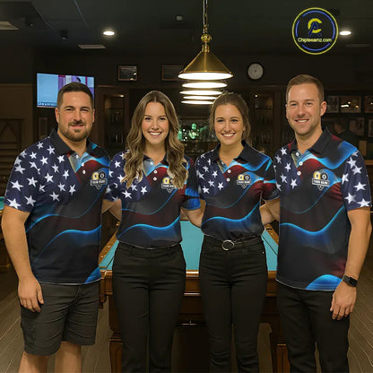 Personalized American Flag 8 Ball & 9 Ball Billiard Shirt For Women, Patriotic Pool Team Jersey TDM5657