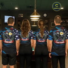 Load image into Gallery viewer, Personalized American Flag 8 Ball &amp; 9 Ball Billiard Shirt For Men, Patriotic Pool Team Jersey TDM5657