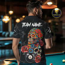 Load image into Gallery viewer, Custom Colorful Sugar Skull Billiard Shirt For Men, 8 Ball Pool Team Jersey Polo &amp; 1/4 Zip TDM6262