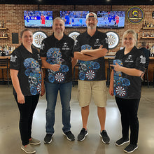 Load image into Gallery viewer, Personalized Blue Sugar Skull Darts Shirt For Men Custom Darts Jersey Team Polo &amp; Quarter Zip TDM6263
