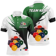 Load image into Gallery viewer, 3D 9 Ball Pool Billiard Jerseys Men Polo &amp; Quarter-Zip Shirts Custom Billiard Team Shirts |Green TDM2156