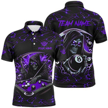 Load image into Gallery viewer, Purple Funny Grim Reaper 8 Ball Pool Men Billiard Shirts Custom Name Lightning Billiard Jerseys TDM2160