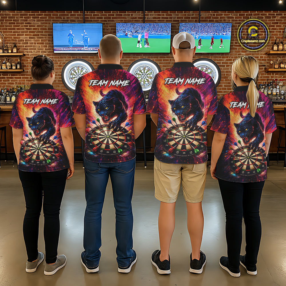 Personalized Colorful Panther Darts Shirt For Women Custom Darts Team Jersey Polo & Quarter Zip TDM5670