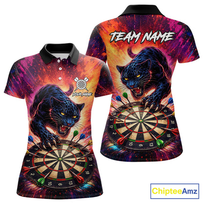 Personalized Colorful Panther Darts Shirt For Women Custom Darts Team Jersey Polo & Quarter Zip TDM5670